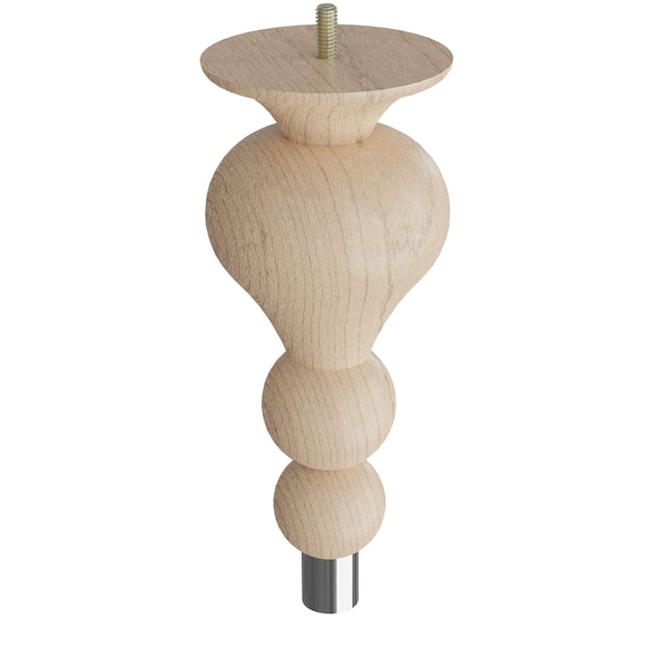 Designs Of Distinction 9" Tipt Toe Bun Foot with bolt and 1" Chrome Ferrule - Hardwood 01242009MACR6 - main